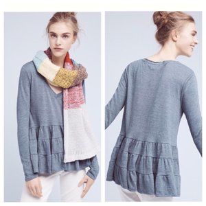 Anthropologie Deletta Grey-Blue Longsleeve Top
